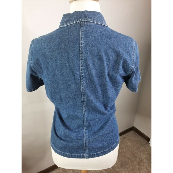 S2 Vtg 90s Blue Jean Western Denim Shirt Snaps L - Picture 6 of 9